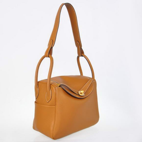 High Quality Replica Hermes Lindy 30CM Havanne Handbags 1057 Camel Leather Golden Hardware - Click Image to Close